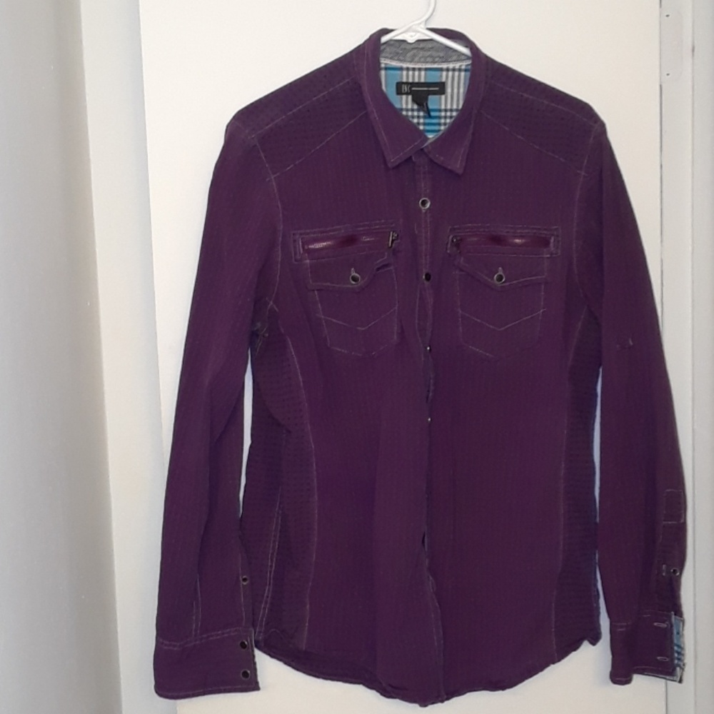 INC   Purple Mens Long Sleeve Shirt